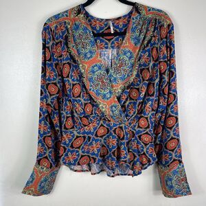 Free People Falling For You Long Sleeve Top Women Size XS Peplum Feminine